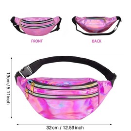 YSTrillion Bum Bag Fashion Women Men Glitter Sport PU Leather Waterproof Reflective Waist Bag with Adjustable Strap for Everyday Hiking Sports Belt Bag, pink