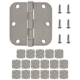 Nuk3y Residential 3 1/2" x 3 1/2" Ball Bearing Door Hinge 5/8 Radius (18 Pack, Satin Nickel)