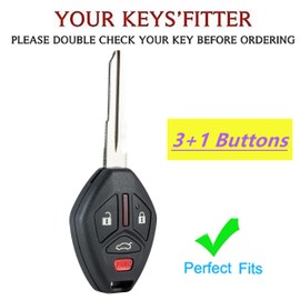 TAPAYICA for Mitsubishi Key Fob Shell Keyless Remote Key with Keychain Fit for Mitsubishi Eclipse / Galant / Lancer (4 Buttons Black-Silver)