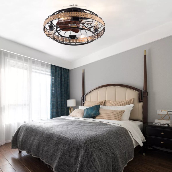 Rustic Ceiling Fan Light Farmhouse Flush Mount Chandelier with Remote