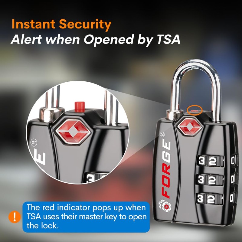 Forge TSA Luggage Combination Lock - Open Alert Indicator, Easy