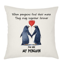 Weosan You Are My Penguin Cushion Cover for Couple Wife Husband Birthday Valentines Day Christmas for Her/Him 45x45 cm Pillow Cover Home Decor (Penguin)