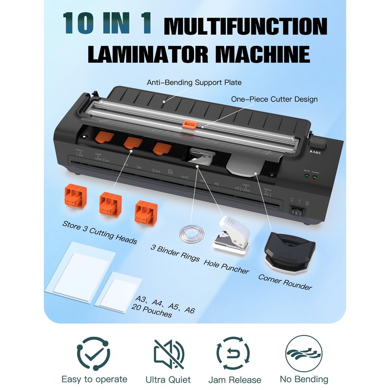 13 Inch Laminator Machine with Auto Paper Feed, Never Jam