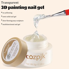 Fcozpjk 3D Chrome Effect Gel, No Wipe Semi-Solid Sculpture Gel for Rubbing Chrome Nail Powder Clear Painting Gels Flower Drawing Rhinestones Glue Home & Salon Manicure UV Light Curing 5g * 2PCS