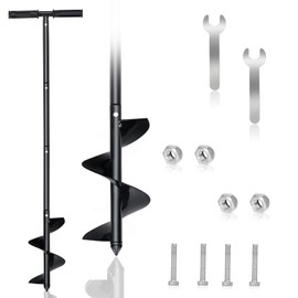 Urenwp Hand Auger Drill Post Hole Digger 5.9"x41", Large Garden Auger Drill for Planting Bulb, Flower, Seedlings, Manual Spiral Drill Bit Fence Post Auger with Non-Slip Handle