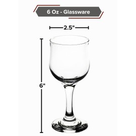 GIFTS PLAZA Crystal Clear Stemware, 6 oz. - Set of 6, Wine Glasses with Stem - Elegant Drinkware for Mocktails, Cocktails and Other Beverages - Gift for Him or Her