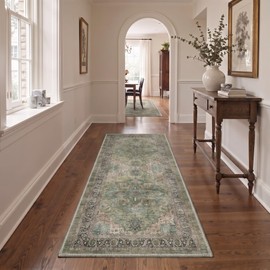 GENIMO 2X5 Washable Runner Rug for Kitchen, Boho Vintage Non Slip