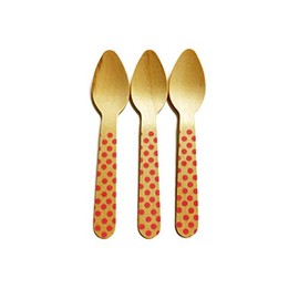 Perfect Stix Polka Dot Spoon 110 36-Pink Printed Wooden Spoons with Pink Polka Dot Pattern, 4.5" (Pack of 36)