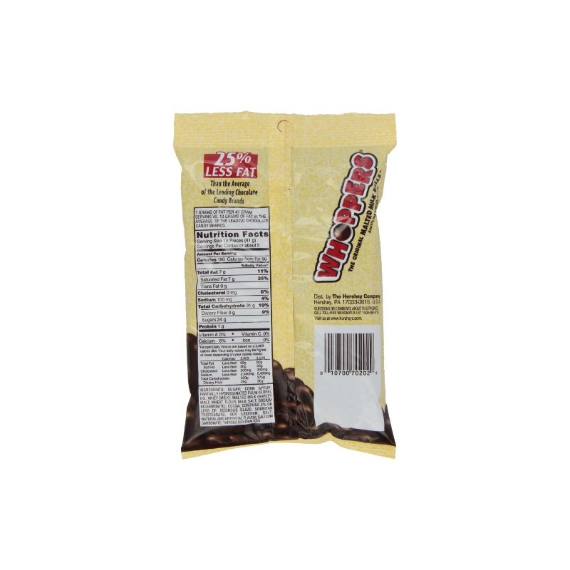 WHOPPERS Candy (Chocolate Covered Malted Milk Candy Balls),7 Ounce Bag