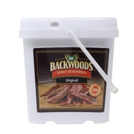 LEM Products Backwoods Original Jerky Seasoning, Ideal for Wild Game and Domestic Meat, Seasons Up to 100 Pounds of Meat, 4 Pound, 5.5 Ounce Bucket with Pre-Measured Cure Packet Included