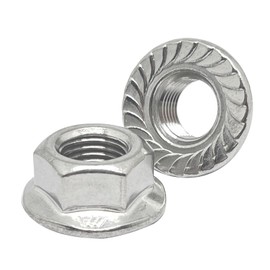 4 Pcs M14-1.5mm Serrated Flange Hex Nuts,Hexagon Flange Socket Lock Nut,304 Stainless Steel,Fine Thread,Silver