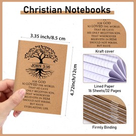 Eaasty 50 Pcs Christian Gifts Bulk Bible Versekraft Notebooks Religious Notepad Christian Bamboo Pens John 3: 16 Prayer Journal Church Supplies for Women Men Sunday School