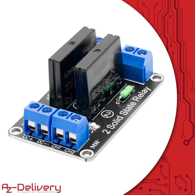 AZDelivery 3 x 2 Channel Relay Module 5V DC Solid