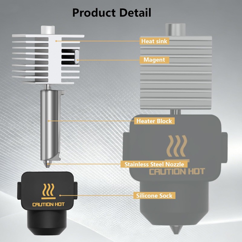 2PCS Upgrade A1 Mini/A1/A2L Hotend, 0.2mm Stainless Steel Nozzle Integrated
