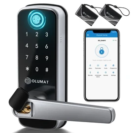 Smart Door Lock, Keyless Entry Door Lock Fingerprint Door Lock with Keypad Digital Door Lock with Handle for Home, Rental, Office and Hotel:_Silver