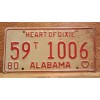 Vintage 1980 ALABAMA License Plate Antique Car Tag