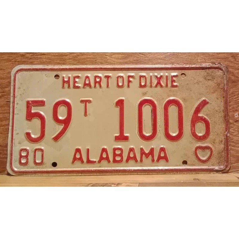 Vintage 1980 ALABAMA License Plate Antique Car Tag