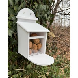 Squirrel Feeding Box - Squirrel Feeding Station - Squirrel Feeder Weatherproof - Automatic Feeder for Squirrels (Natural White)