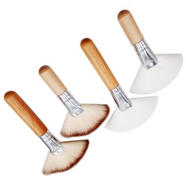 Beavorty Lash Brush 4pcs Loose Powder Brush Makeup Brush Make up Fan Highlighting Brush Facial Makeup Brush Short Handle