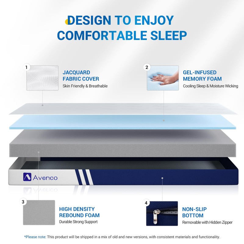 Avenco Trifold Mattress, 4 Inch Folding Mattress Twin Size, Memory