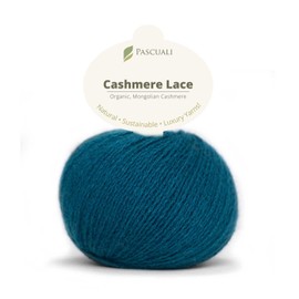 PASCUALI Organic Cashmere Lace Knitting Wool 100% Cashmere Wool for Knitting and Crocheting, Set: 4 Balls - 100 g - Colour: Petrol 66