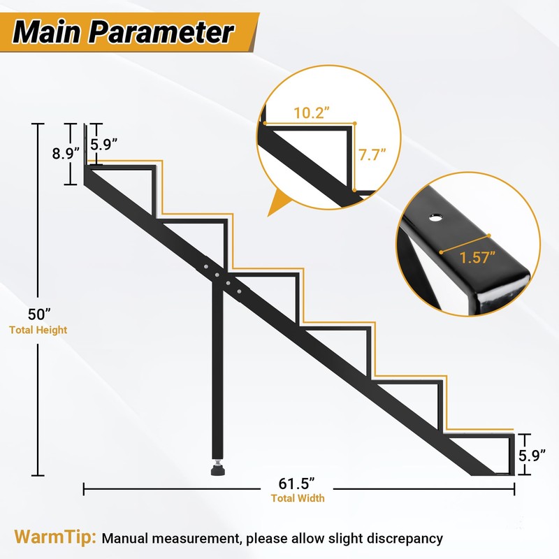 Toriexon Steel Stair Step Riser 6-Step, Metal Stair Stringer with