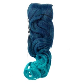 Baluue Color Gradient Curly Wavy Clip Wig Synthetic Hairpiece Lake Peacock for Parties and Festivals