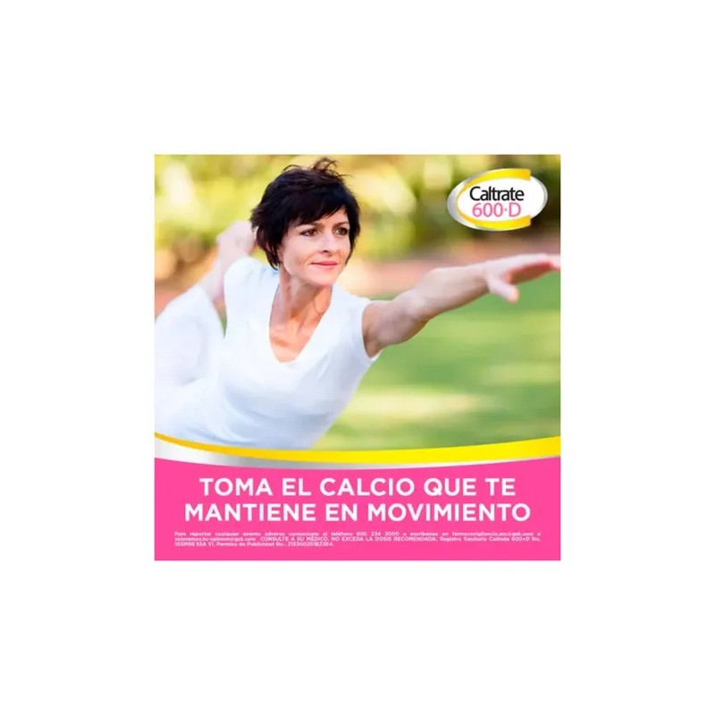 Suplemento Vitaminico Caltrate 600D Calcio y Vitamina D, 60 Tabletas