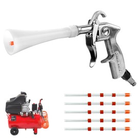 Compressed Air Cleaning Gun, 6-9.2 Bar Compressed Air Gun with 5 Hoses, Aluminium Alloy + PE Blow Gun Compressed Air, High Pressure Air Gun, for Washing Cars and Floors