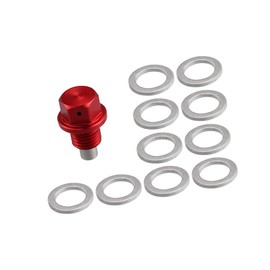 A ABSOPRO Magnetic Oil Drain Plug Bolt M12x1.5 Metal Red