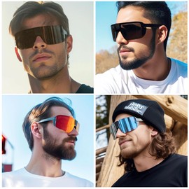 WISTON XL Z87 Sunglasses for Big Heads Men Women,Sports Sunglasses for Cycling Golf ANSI Z87 Sun Glasses UV Protection 8227 Red