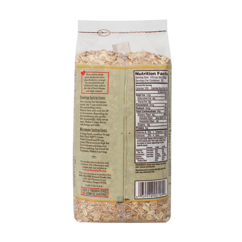 Bob's Red Mill 5 Grain Rolled Hot Cereal 16 Ounces