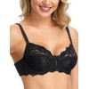 Wingslove Women's Floral Lace Bra, Underwired Bra, Unpadded, Soft Cup,