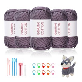 Maxee 5 x 50 g Thick Cotton Yarn for Crochet, Chunky Crochet Yarn for Beginners, No Split Crochet Amigurumi Wool, Chunky Cotton Yarn, Simple Knitting Yarn for Crochet, Knitting