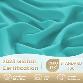 CozySmile Holtel Luxury Twin Size Sheet Set - 3 Piece Soft Microfiber Sheets for Twin Size Bed, 16" Deep Pocket Easy Care Wrinkle Free Cooling Bedding Sheet and Pillowcase Set, Turquoise