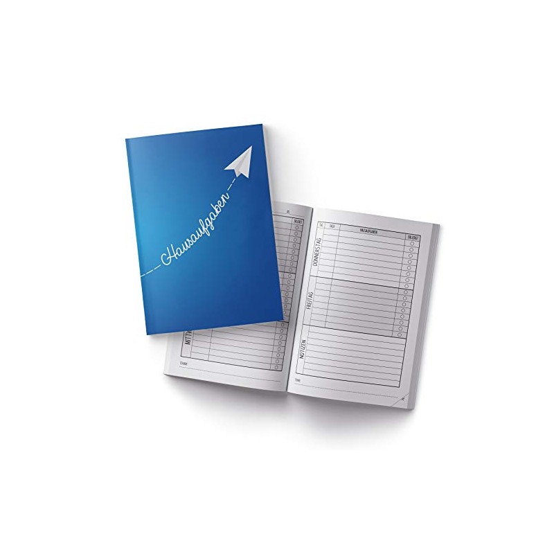 itenga Homework Book Paper Plane Blue DIN A5 96 Pages