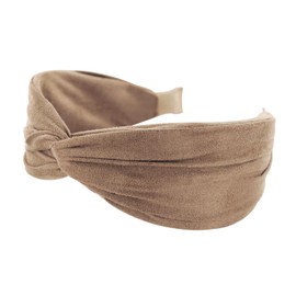 axy Wide Headband with Refined Knot Made of Lightweight Flannel Fabric, Beautiful Women's Headband, Hair Accessories, Hairband, HRD6 (Beige, Extra Wide)