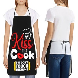 MINIOZE Funny Kiss The Cook Apron Theme Cooking Chef Work Shop Women Men Adult Girl Kid Weavers Baking Decorations Painting BBQ Grilling Kitchen Accessories Party Supplies