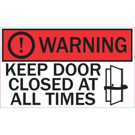 StickerTalk Warning Keep Door Closed Vinyl Sticker, 5 inches by 3 inches