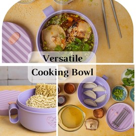 AI LOVE PEACE Ramen Bowl, Ramen Cooker, Microwave Ramen Bowl, Large Noodle Bowl 40 oz,Microwave Bowl, Portable Noodle Bowls, Ramen Bowl Microwavable for Home Office Dorm Room College gift.