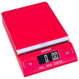 Accuteck DreamRed 86 Lbs Digital Postal Scale Shipping Scale Postage with USB&AC Adapter, Limited Edition