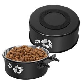 2-in-1 Dog Crate Water Bowl Hanging,2 Pack Stainless Steel Water Food Bowl No Spill for Crate Cage,Kennel Bowls Mountable Dog Dish Feeder Coop Cup with Non-Slip Base for Dogs Cats Bunny Ferret Bird