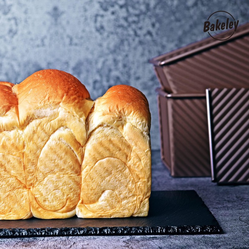 Bakeley 450 Gram Rectangle Non-Stick Pan with Lid (Champagne Gold,