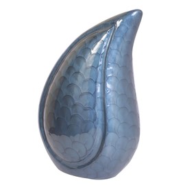 Cremation Urn for Ashes, Aluminium Teardrop Memorial Urn For Adult (Blue)