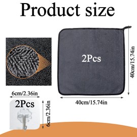 Bodeshis 2pcs Magic cloths for cleaning shower glass, Thicken Window Cleaning Cloths, Scratch-Free, Highly Absorbent, Reusable Magic Cleaning Cloth for Car, Glass, Mirrors & Furniture(40x40cm)