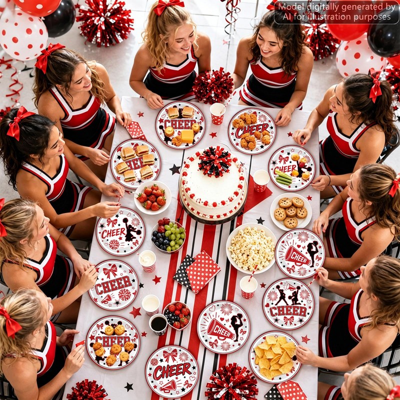 60Pcs Cheer Plates Party Supplies Decorations Cheerleader