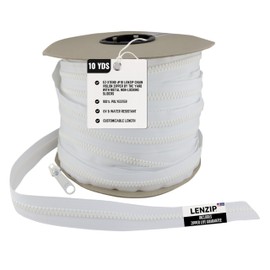 EZ-Xtend #10 Lenzip Chain Vislon Zipper by The Yard with Non-Locking Sliders. Boat Cushions, Duffle Bags, Back Packs, Sewing, Replacement Zipper(10 Yards & 8 Single Pulls Non-Locking)