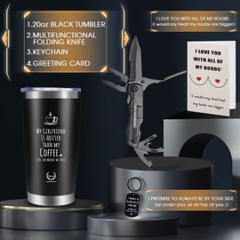 HEIBOSO Gifts for Boyfriend - 5-in-1 Survival Gift Box with Insulated Tumbler, Multi-Tool Pocket Knife, Keychain & Greeting Card - Valentine's Day, Birthday, Anniversary Presents for Him
