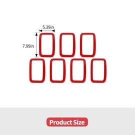 Jimen Compatible with Jeep Grand Cherokee 2017-2020, 7PCS Front Grill Inserts Grille Cover Exterior Trim Accessories (Red)