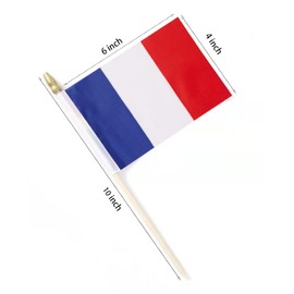 Lebei - Banderas pequeñas de mano con bandera francesa de Francia, 12 unidades